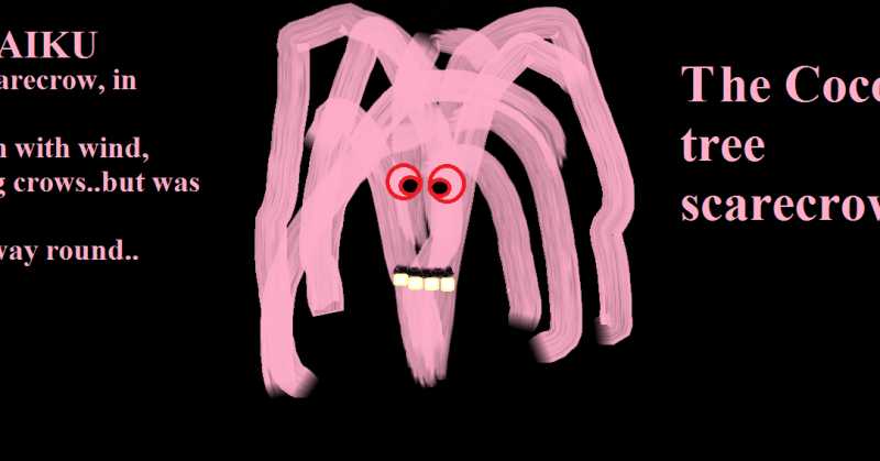 #Haiku  (The Coconut Tree Scarecrow)