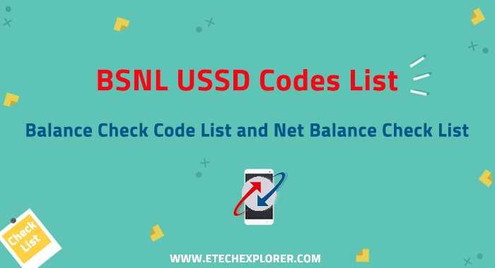 BSNL USSD Codes List - BSNL Balance Check Code ( Updated 2018 )