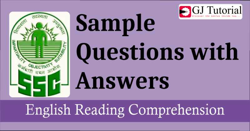 English Comprehension For SSC CGL - With Answers