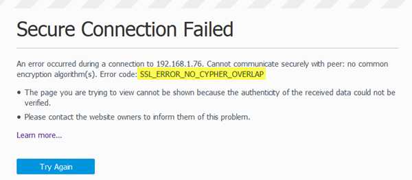 Fix SSL_ERROR_NO_CYPHER_OVERLAP Error In Firefox