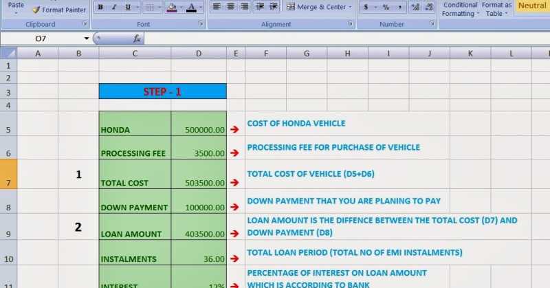 HOW TO CREATE  EMI CALCULATOR IN EXCEL 2007 