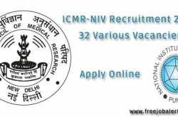 ICMR-NIV Recruitment 2018, 32 Technician / Technical Officer Vacancies, Apply Online