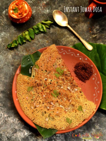 INSTANT JOWAR DOSA / JOLADA DOSA RECIPE / JONNA DOSA / SORGHUM DOSA - Cook With Smile