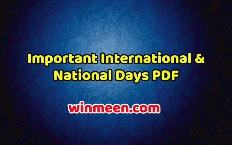Important International & National Days PDF - WINMEEN