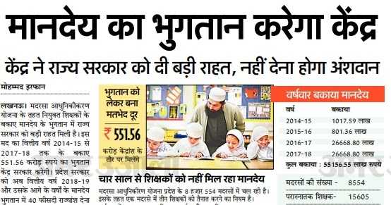 Madarsa Teachers Mandey/ Salary - UP Madarsa Adhunikikaran Yojana News Amar Ujala 2019