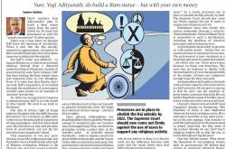 My article on the Ram statue in Times of India on 27 November 2017