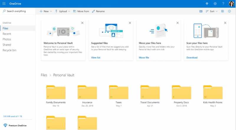 Onedrive Now Features Personal Vault & Fingerprint Authentication Security