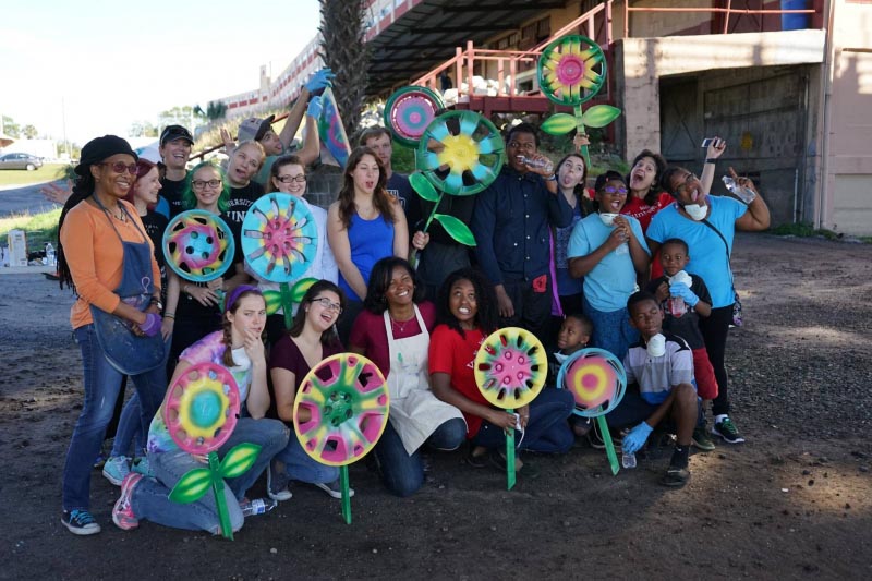 Painting Hubcap Flowers For East Jacksonville