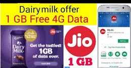 Reliance Jio Cadbury Dairy Milk Offer | Get 1 GB Data Free!!!