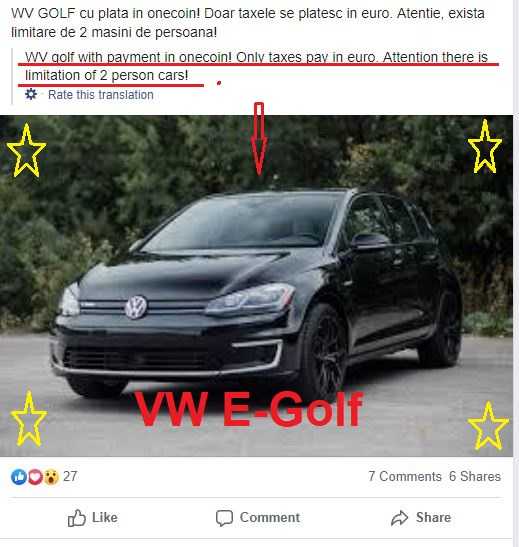 VW Golf With 100% Payment In Onecoin Cryptocurrency » Satendra Saini